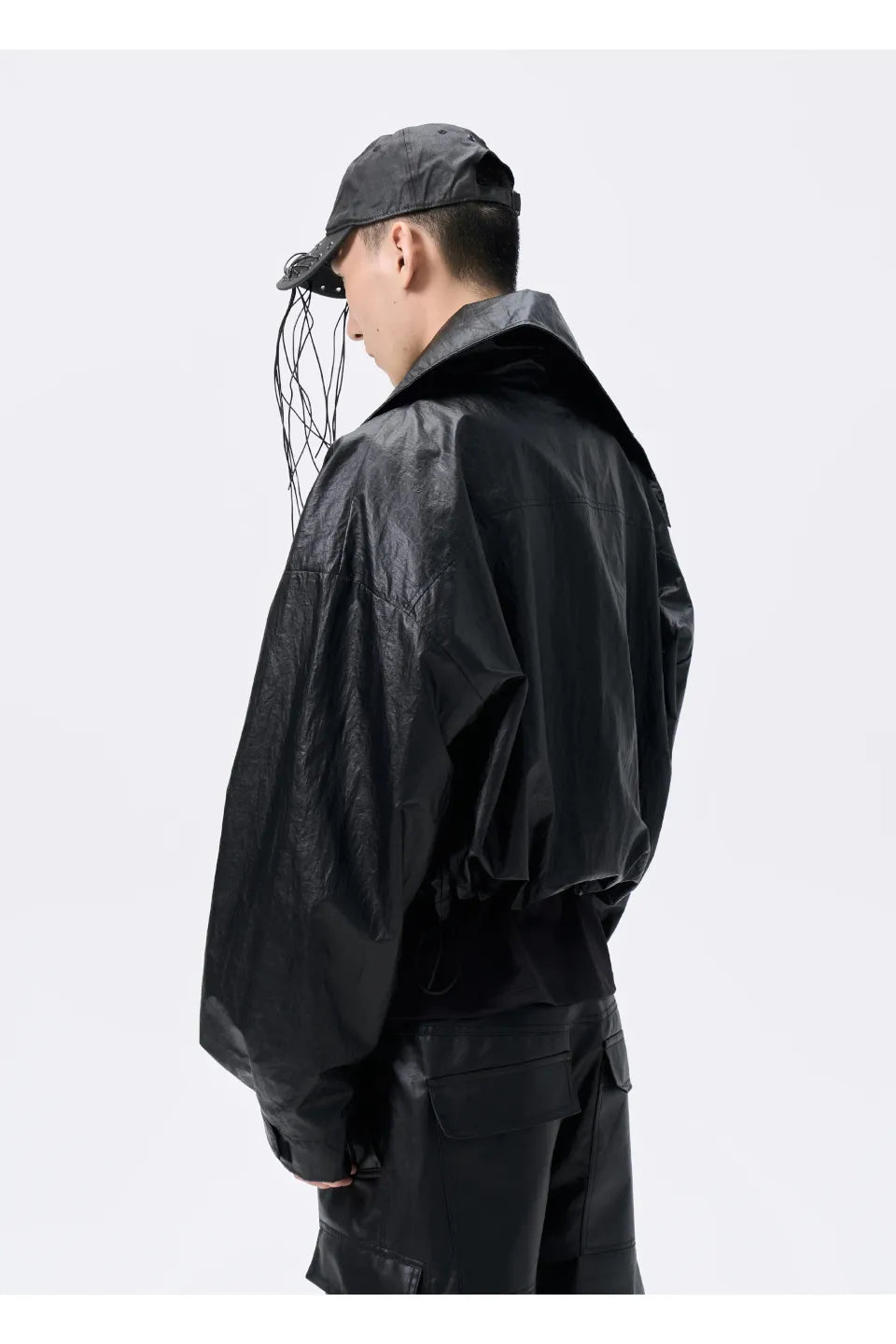 Texture Drawstring Shell Jacket