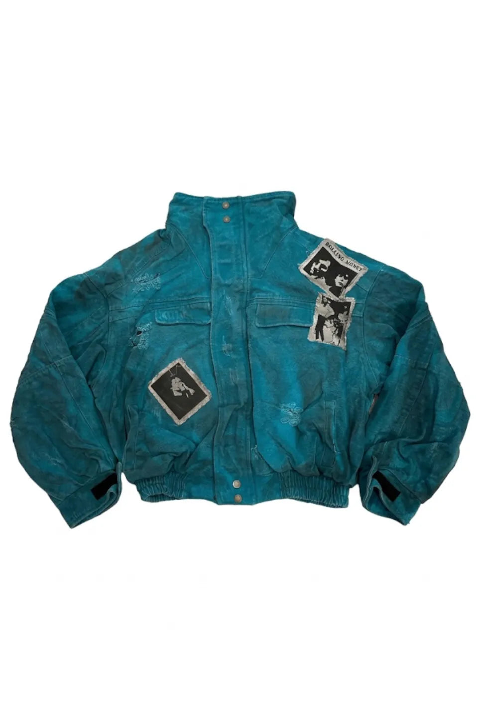 Tiffany Blue Dirt Dyed Patchwork Vintage Jacket