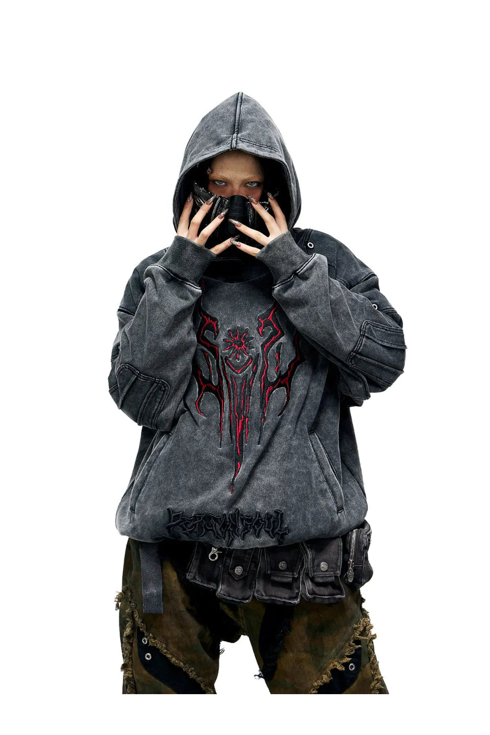 Totem Embroidered Washed Hoodie