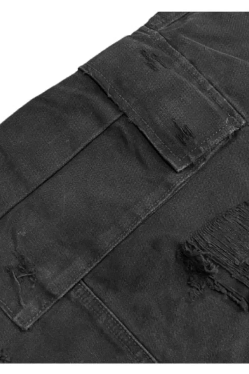 Triple Waistband Distressed Cargo Jeans