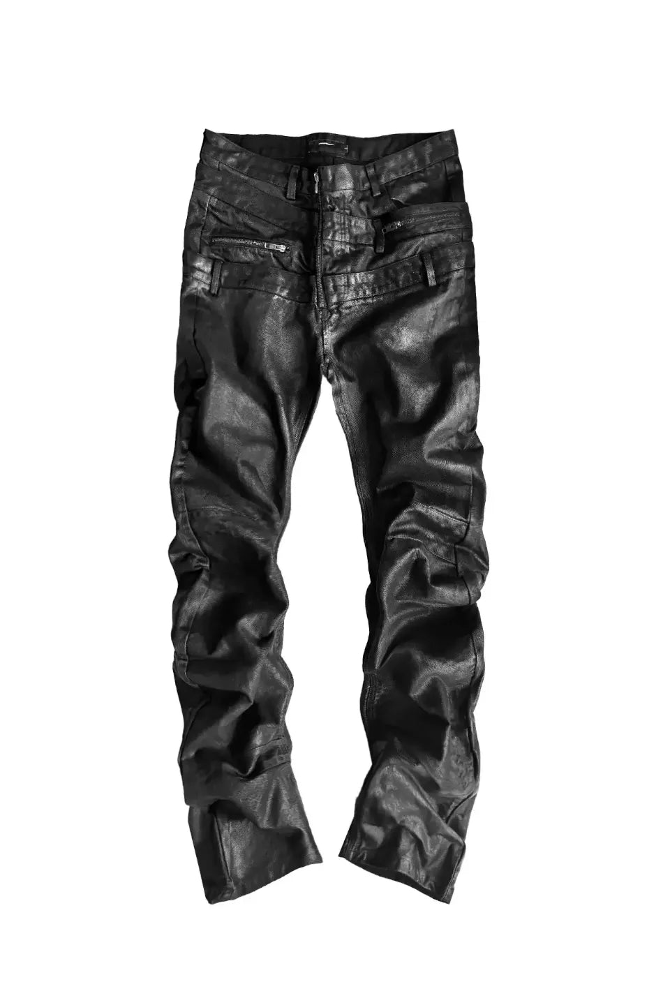 Triple Waistband Coated Hand Painted Jeans