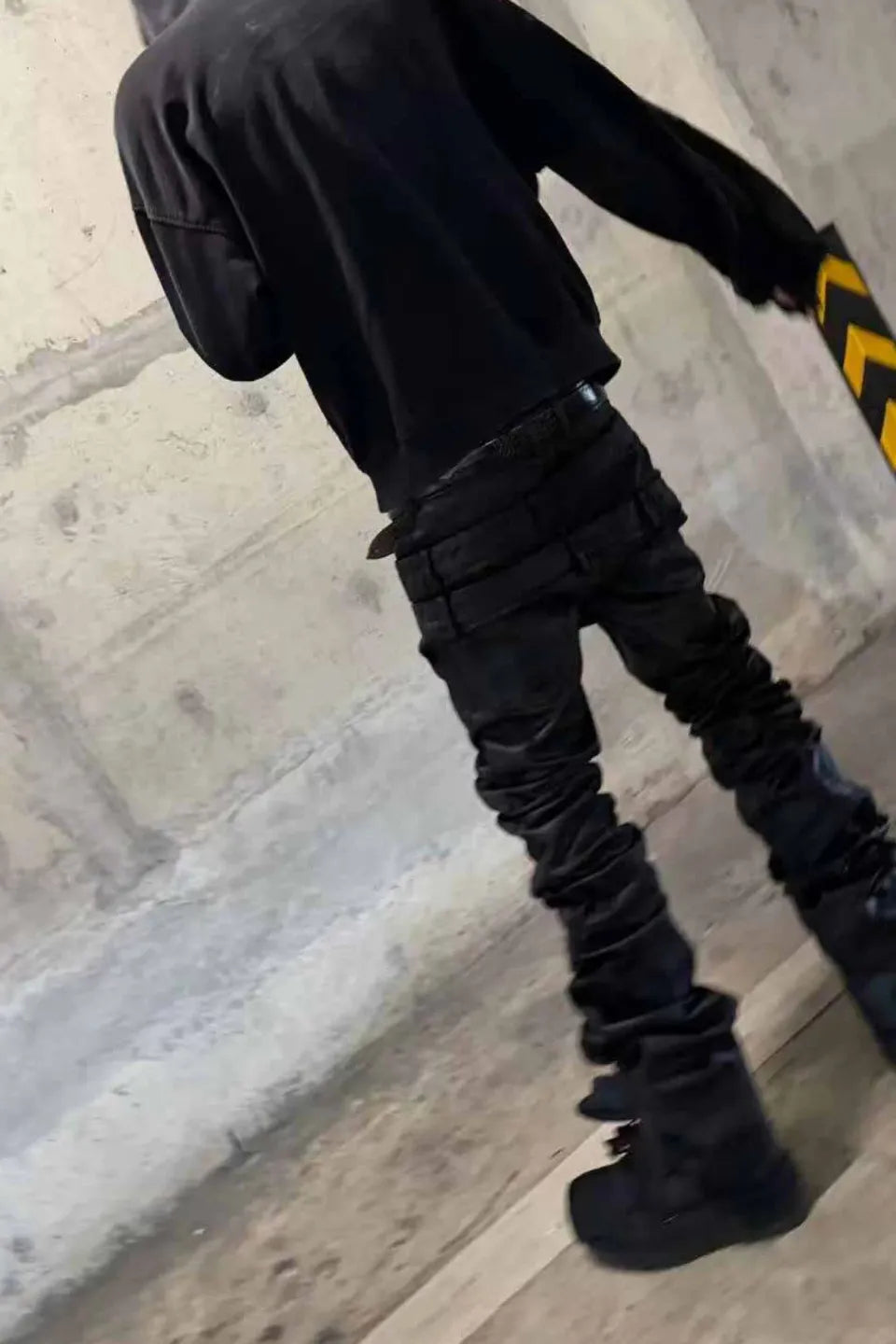 Triple Waistband Coated Hand Painted Jeans