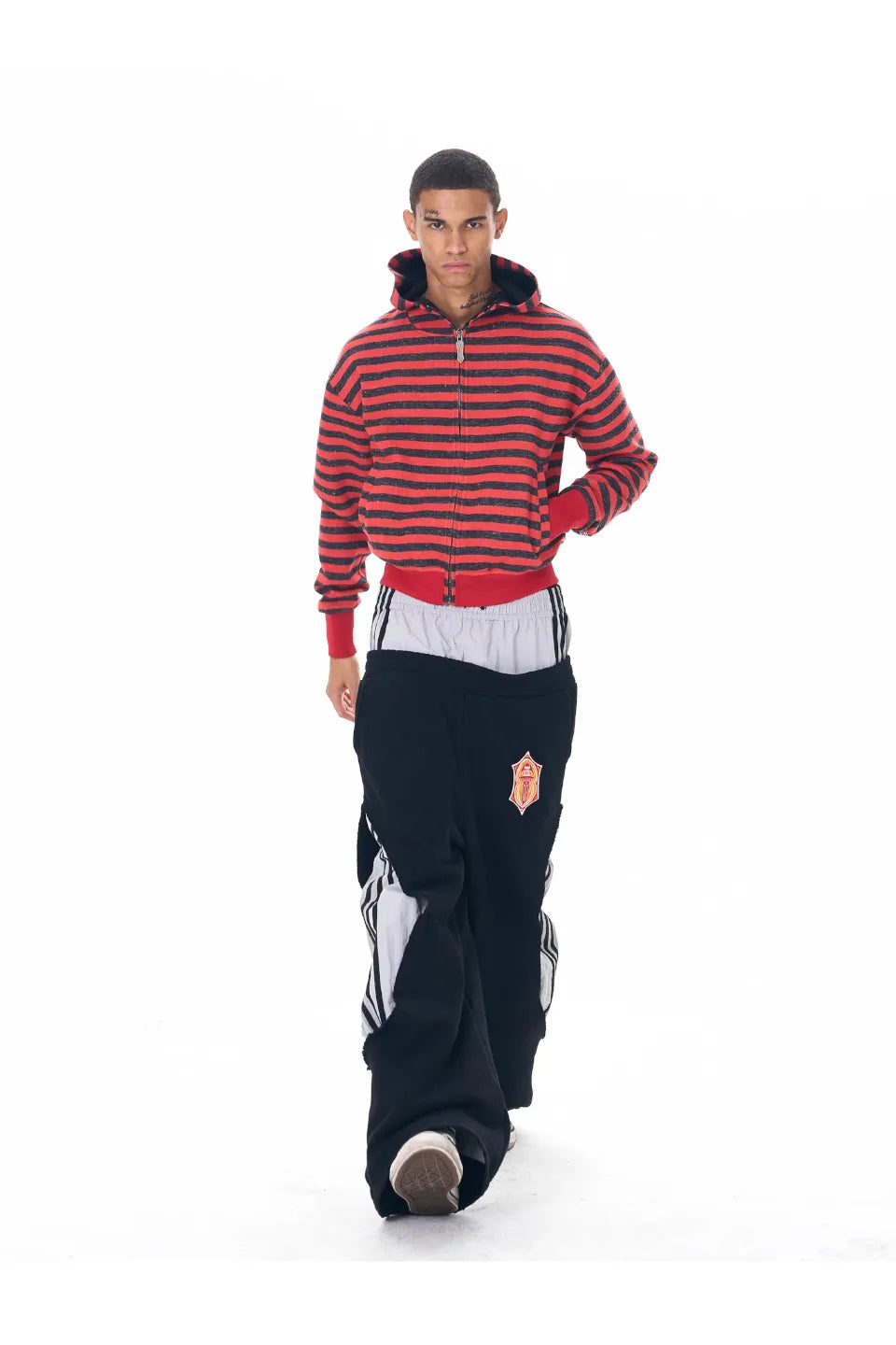 Two Tone Double Waist Wide Leg Pants