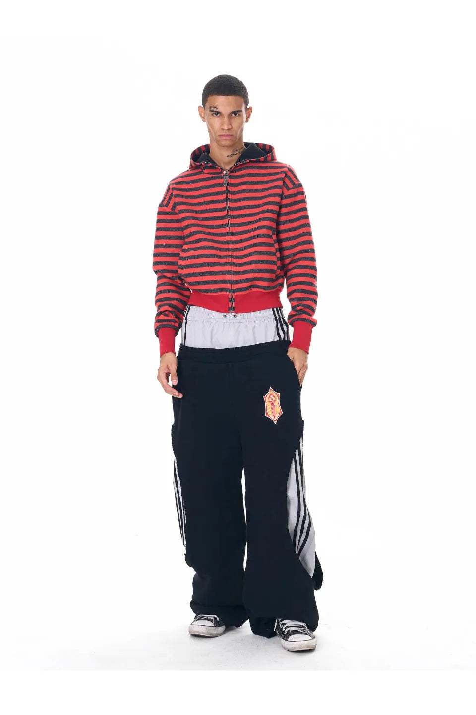 Two Tone Double Waist Wide Leg Pants