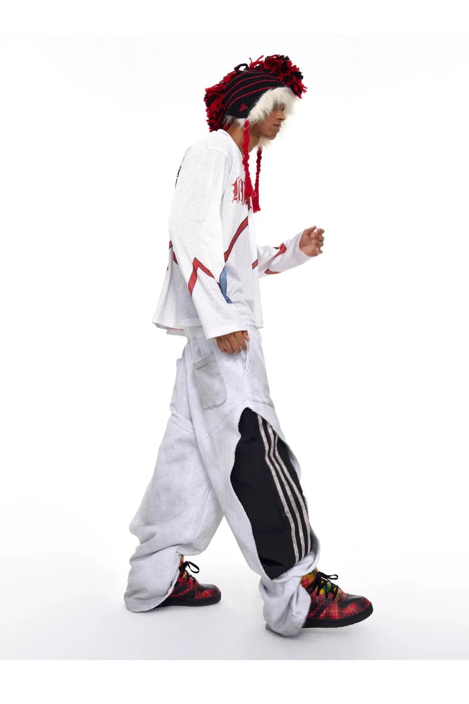 Two Tone Double Waist Wide Leg Pants