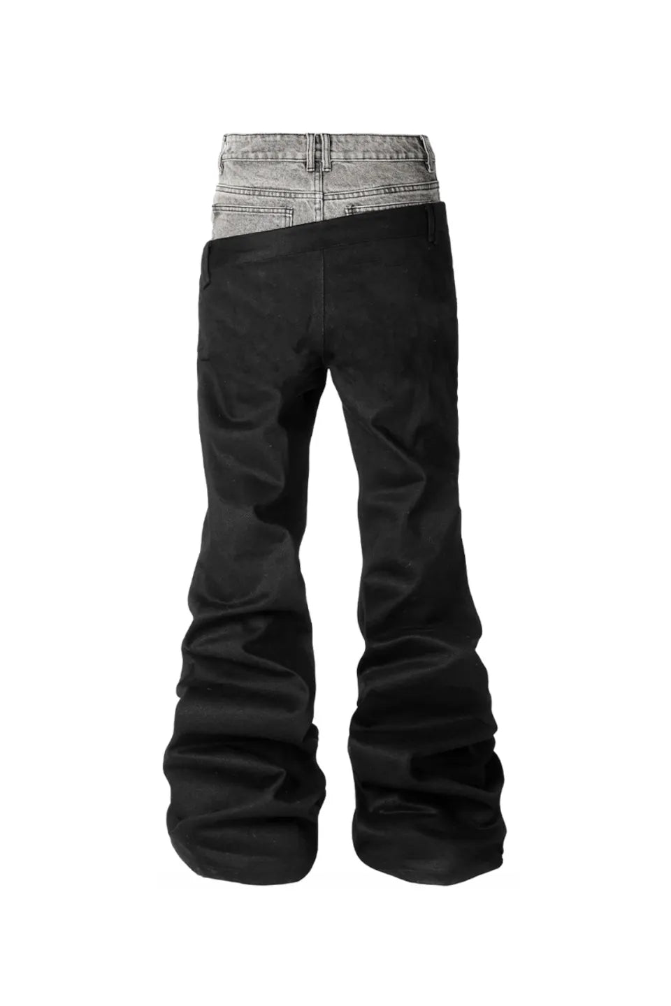Two Tone Layered Waist Flare Denim