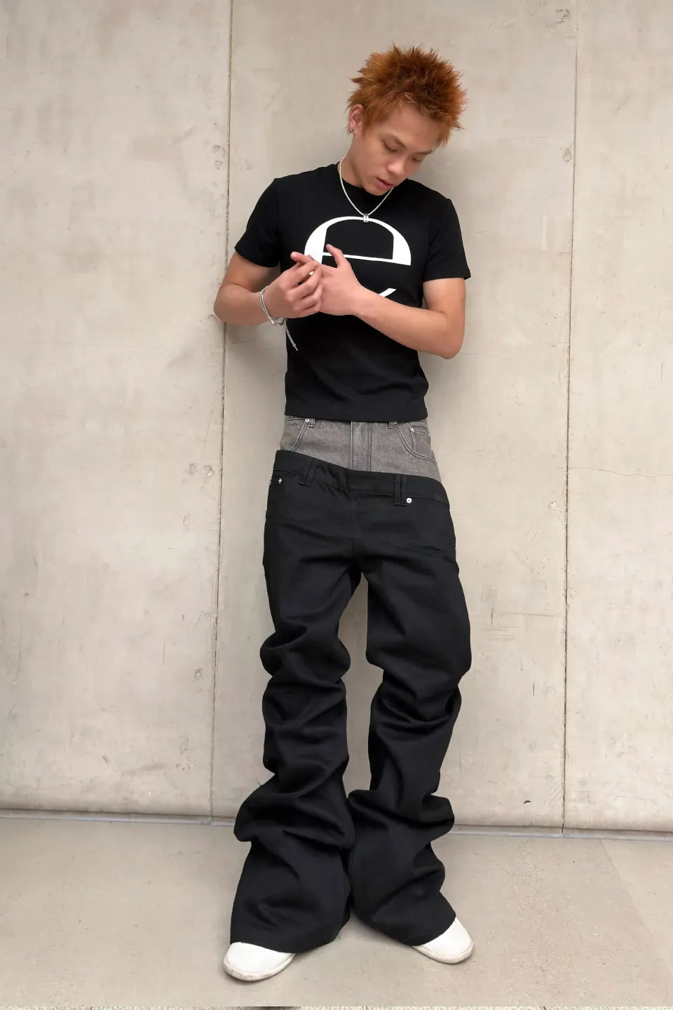 RYE CHASIN | Two Tone Layered Waist Flare Denim フレアデニム