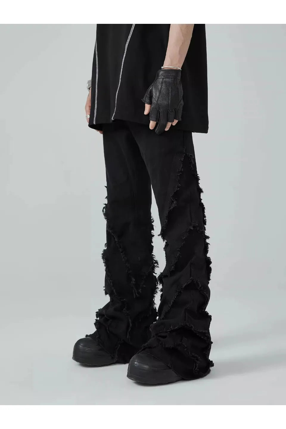 Versatile Black Frayed Wash Denim