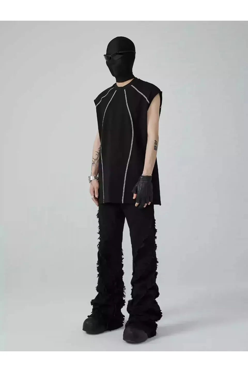 Versatile Black Frayed Wash Denim