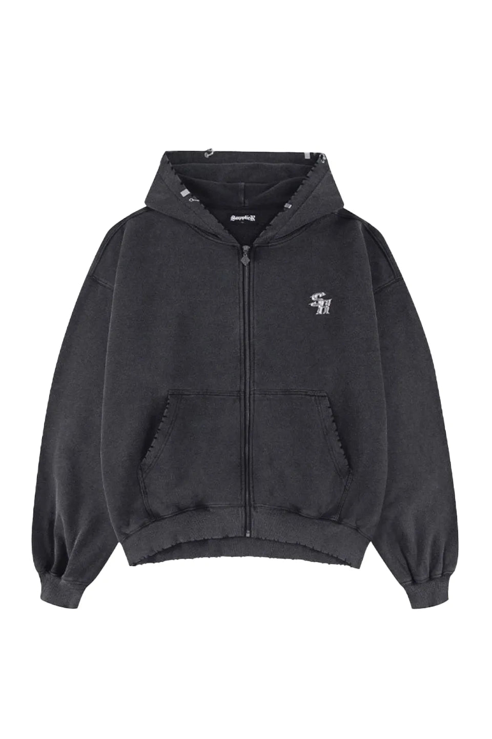 Vintage Wash Pierced Zip Hoodie