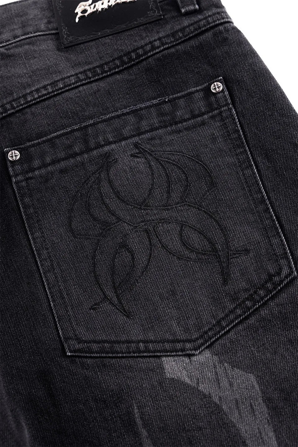 Vintage Wash Tribal Double Knee Baggy Jeans