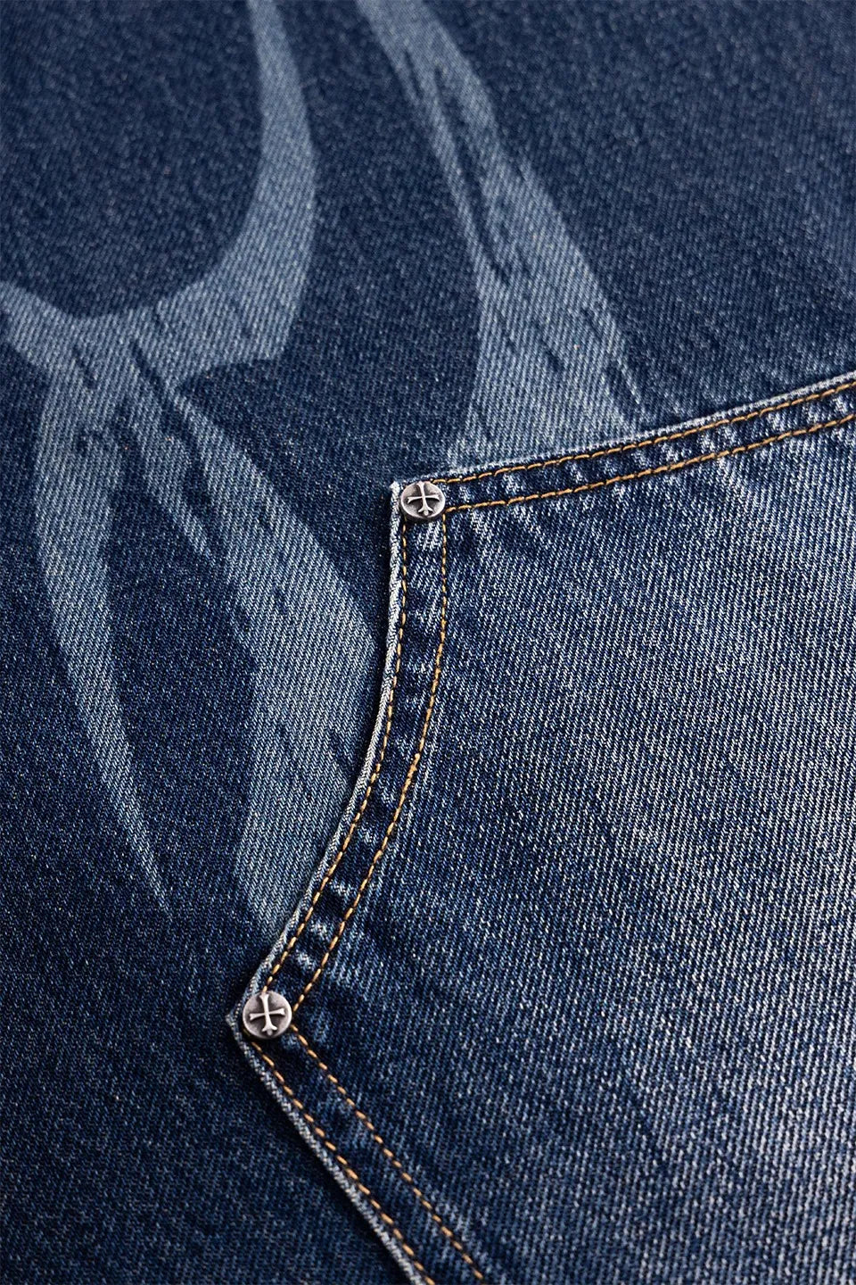 Vintage Wash Tribal Double Knee Baggy Jeans