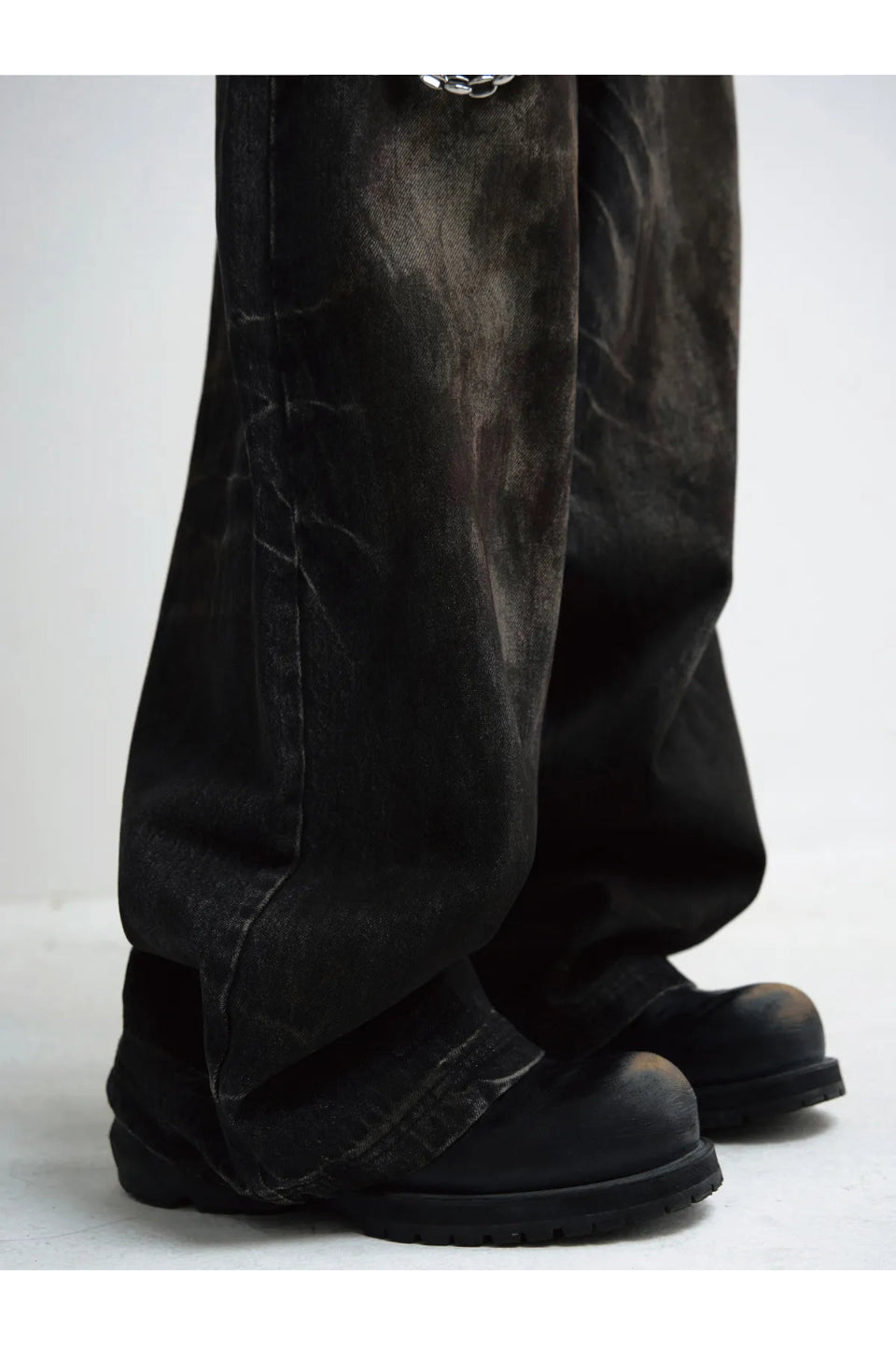 Vintage Washed Black Wide Leg Jeans