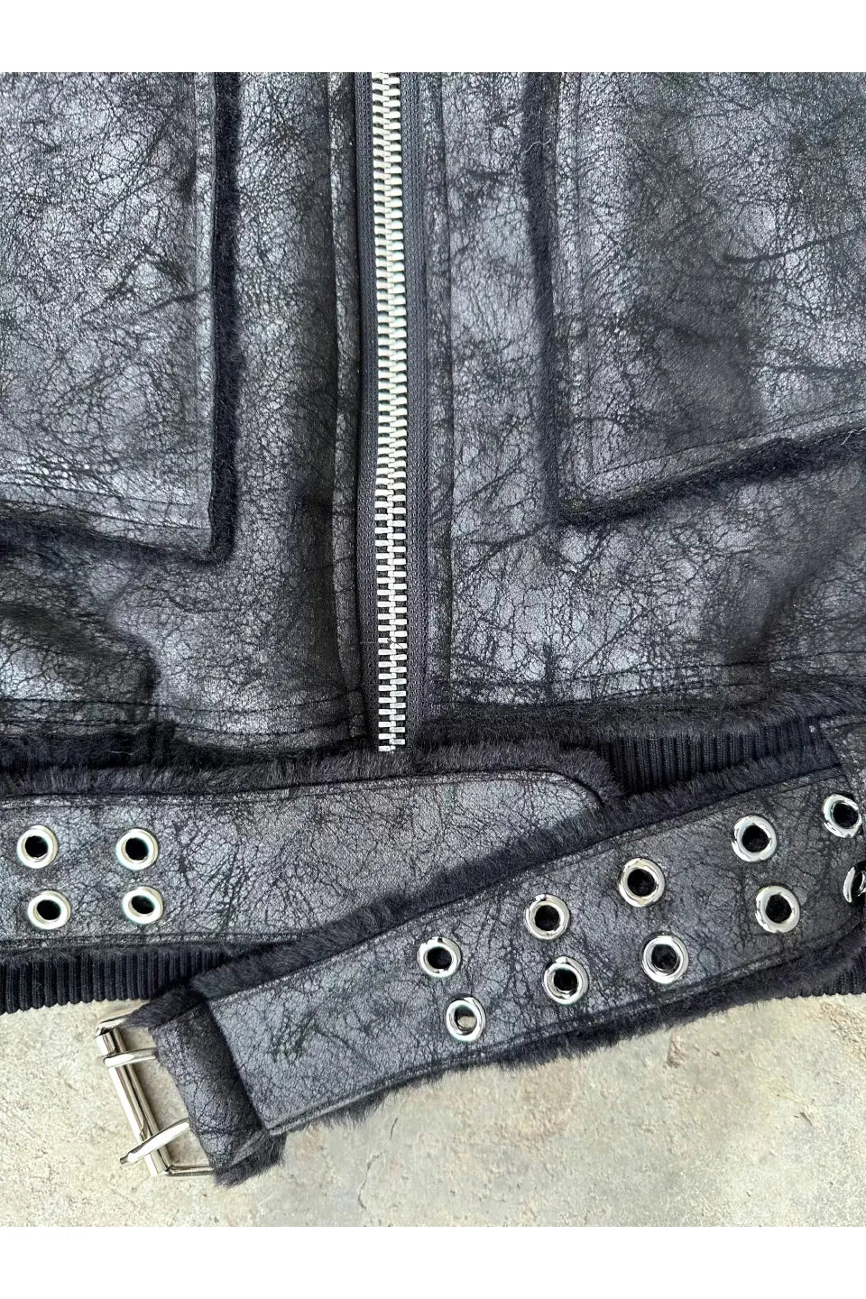 WØR Detachable Fur Collar Leather Jacket