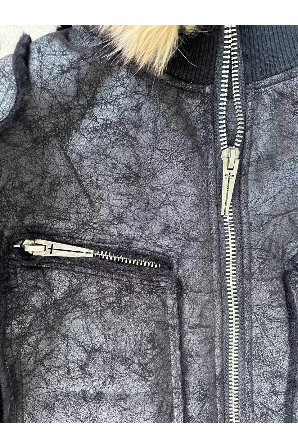 WØR Detachable Fur Collar Leather Jacket