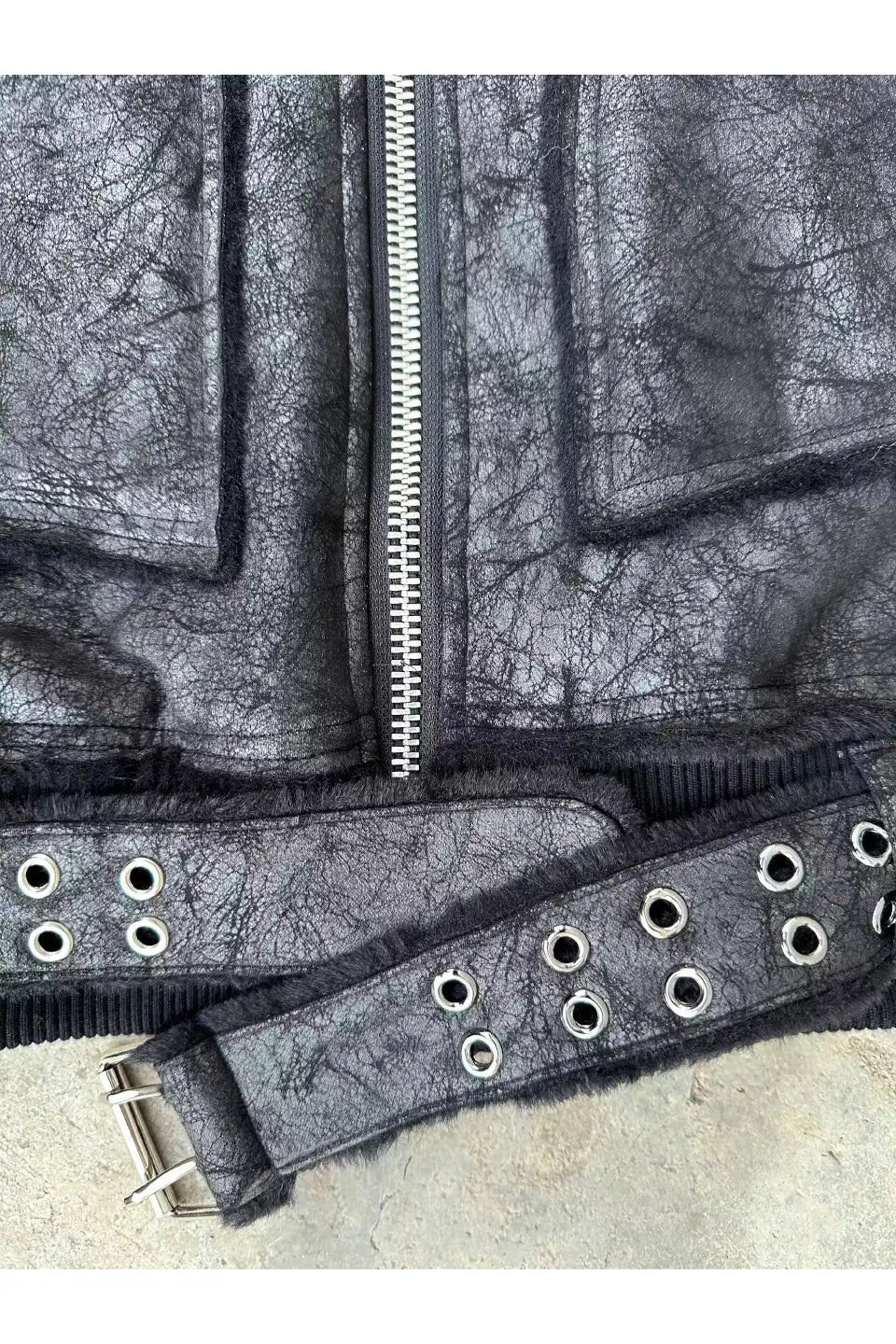 WØR Detachable Fur Collar Leather Jacket