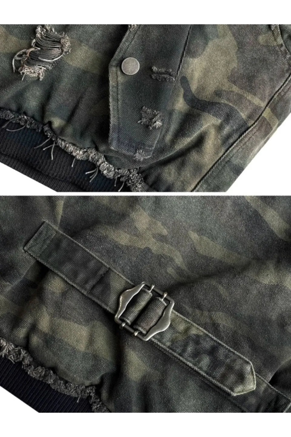 Washed Camouflage Bomber Jacket with Thickened Cotton