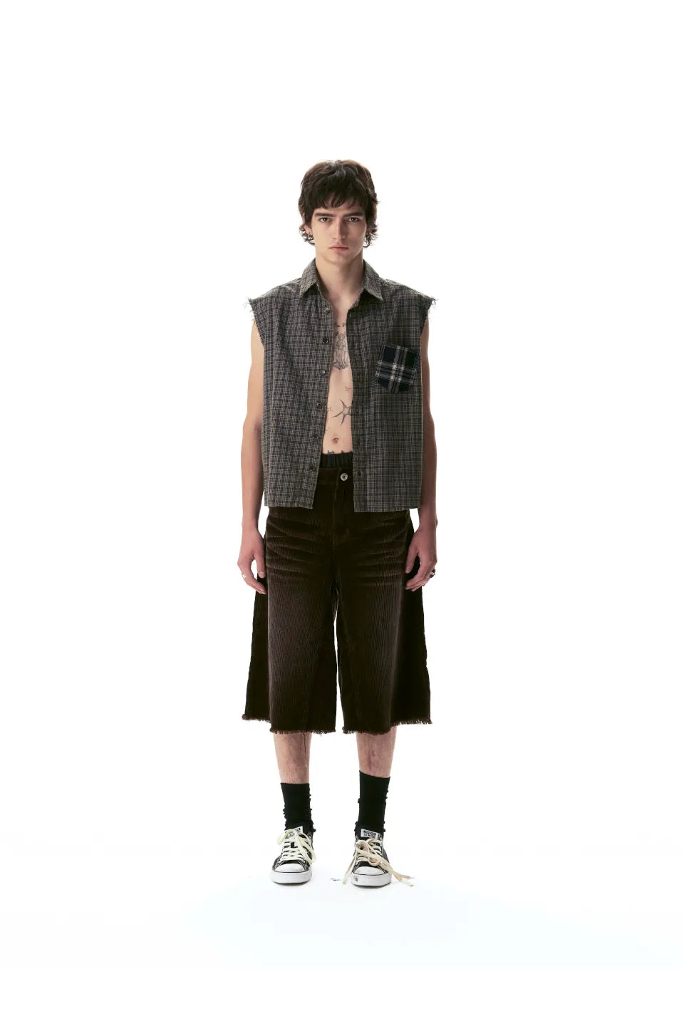 Washed Corduroy Cropped Shorts