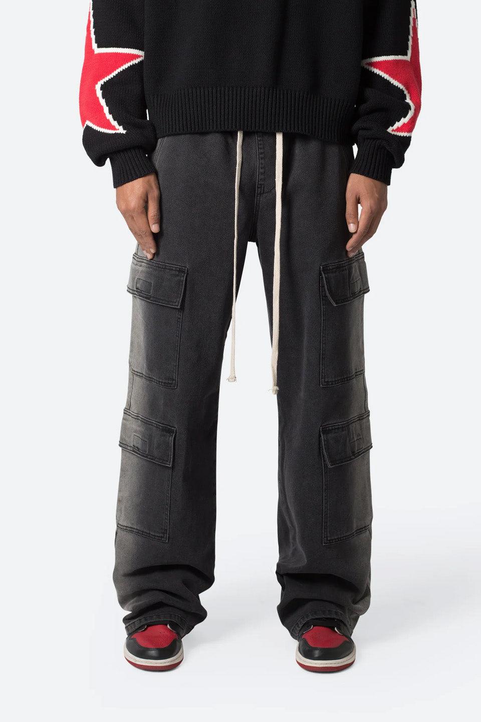 Washed Denim Drawcord Pants
