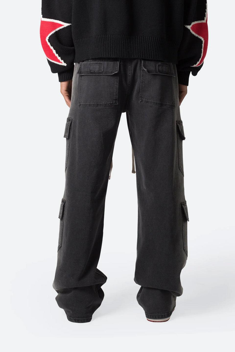Washed Denim Drawcord Pants