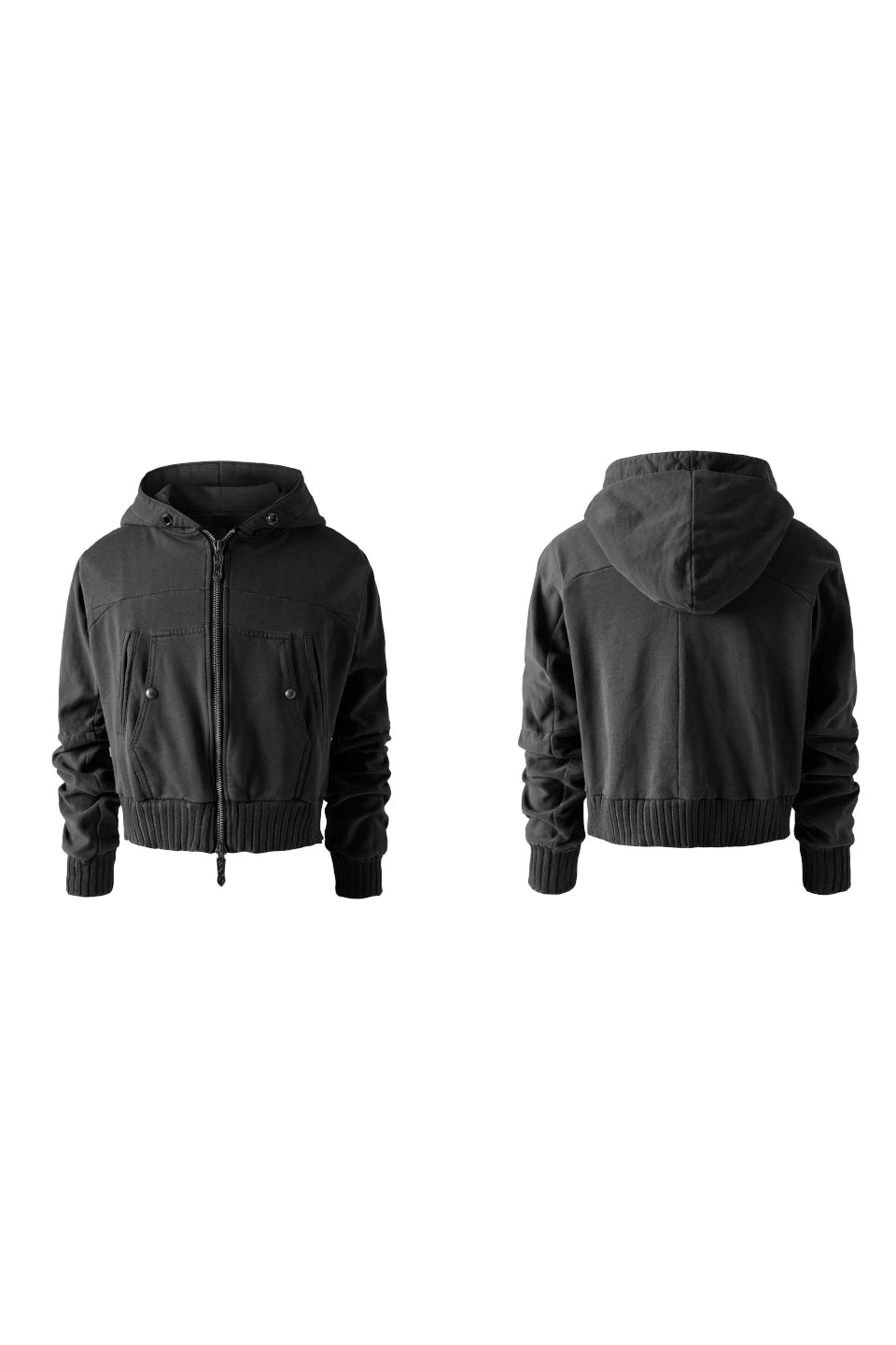 Washed Gray Cropped Hoodie Jacket