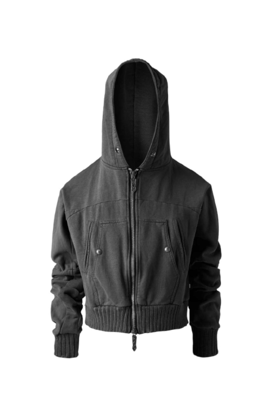 Washed Gray Cropped Hoodie Jacket