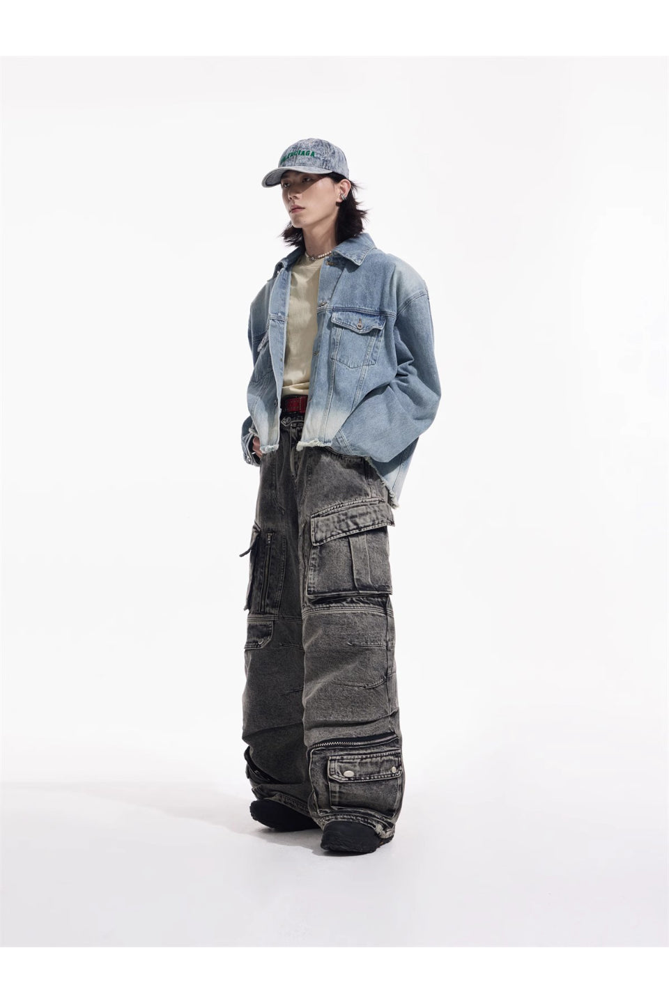 Washed Grey Wide Leg Jeans