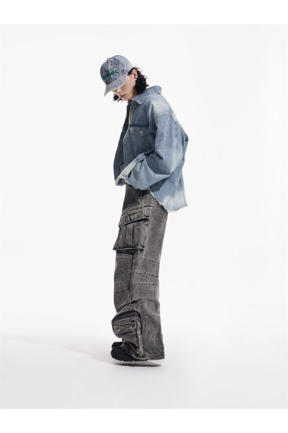 Washed Grey Wide Leg Jeans