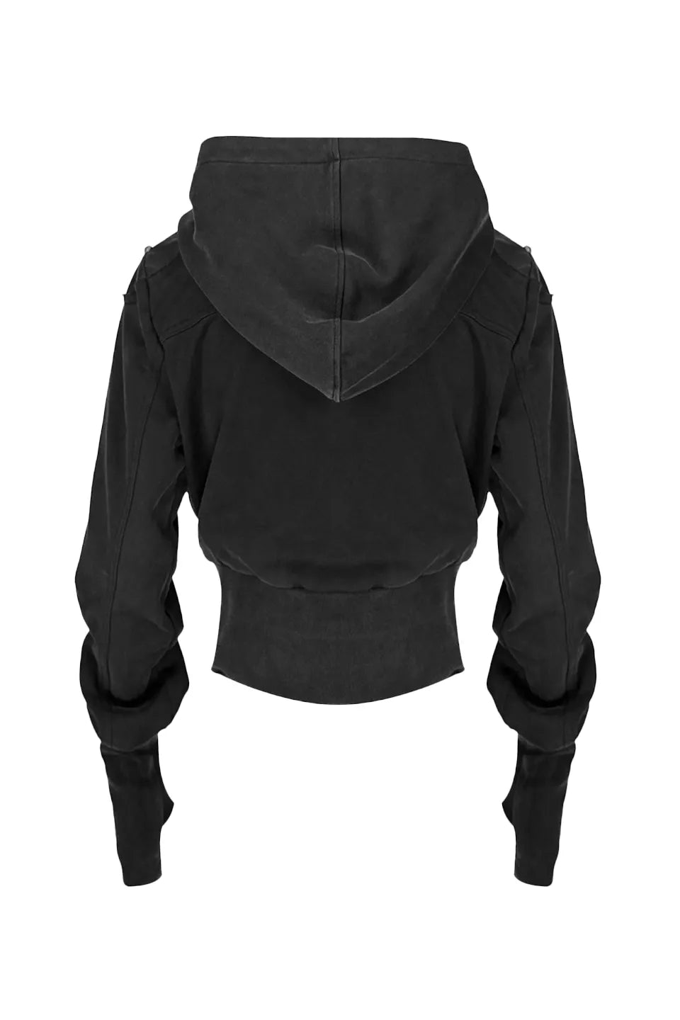 Washed Leatherette Armor Shoulder Zip Hoodie