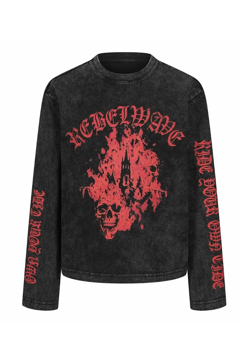 Washed Skull & Castle Print LS Tee