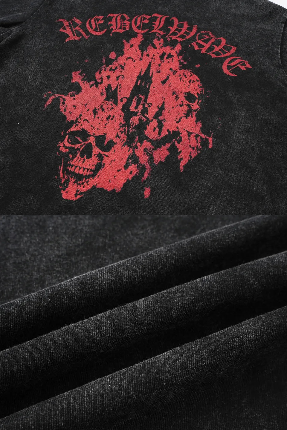 Washed Skull & Castle Print LS Tee