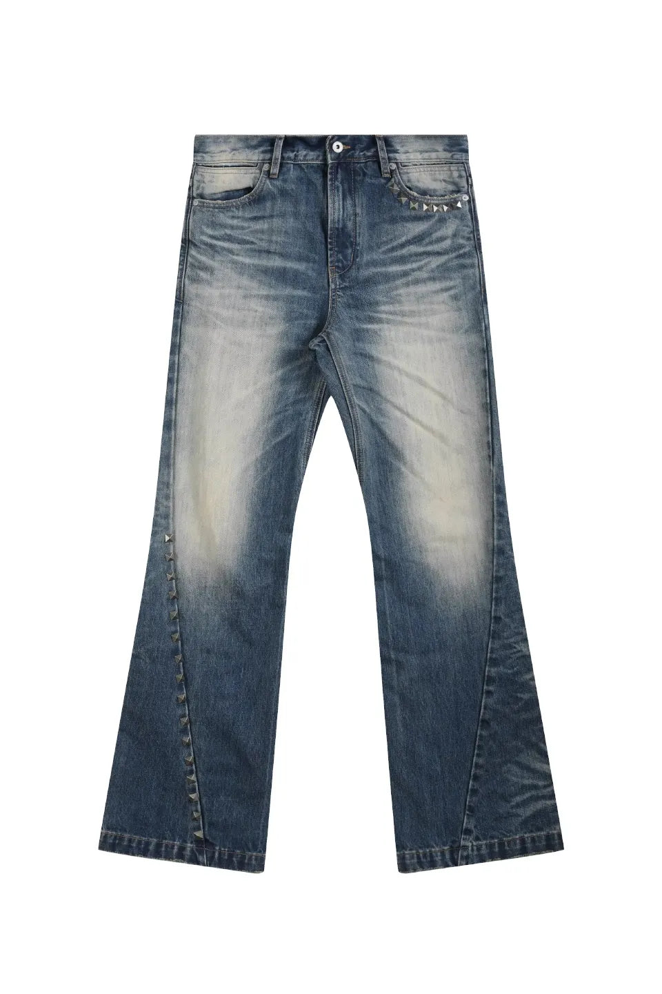 noEmosen Wave Claw Mud Dyed Denim - 泥染め加工の独特な色味と波状のダメージが特徴のワイドデニム正面