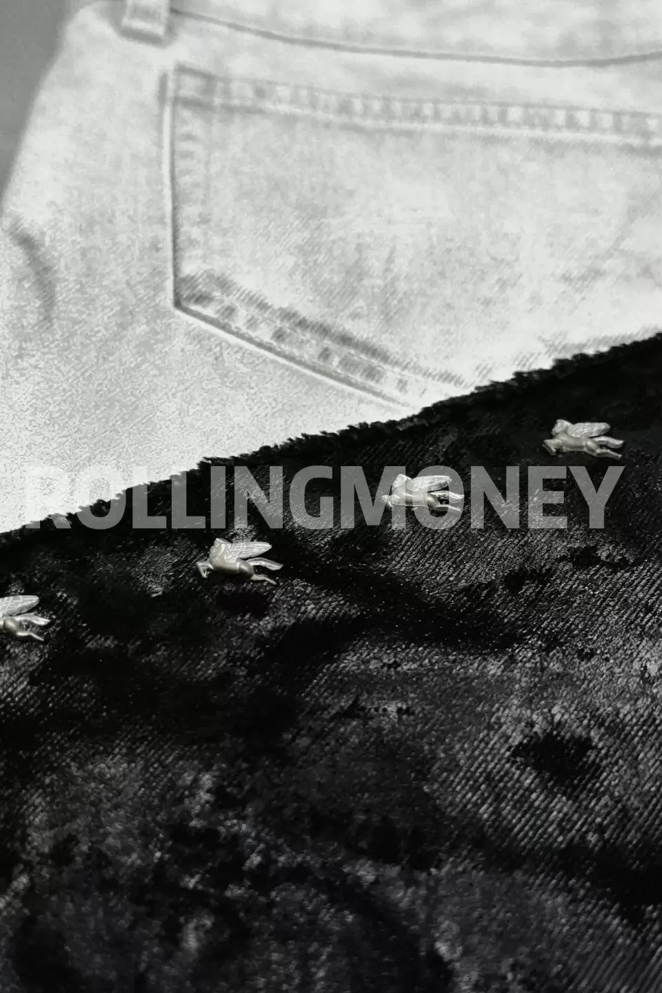 ROLLING MONEY | Wax Coated Asymmetric Panel Denim ワックスデニム