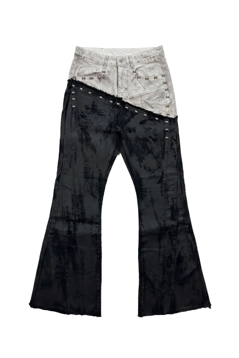Wax Coated Asymmetric Panel Denim