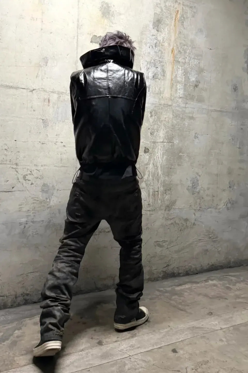 Wax Coated Camo Distressed Jeans