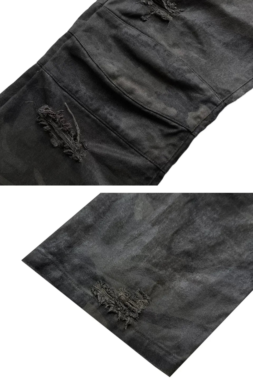 Wax Coated Camo Distressed Jeans