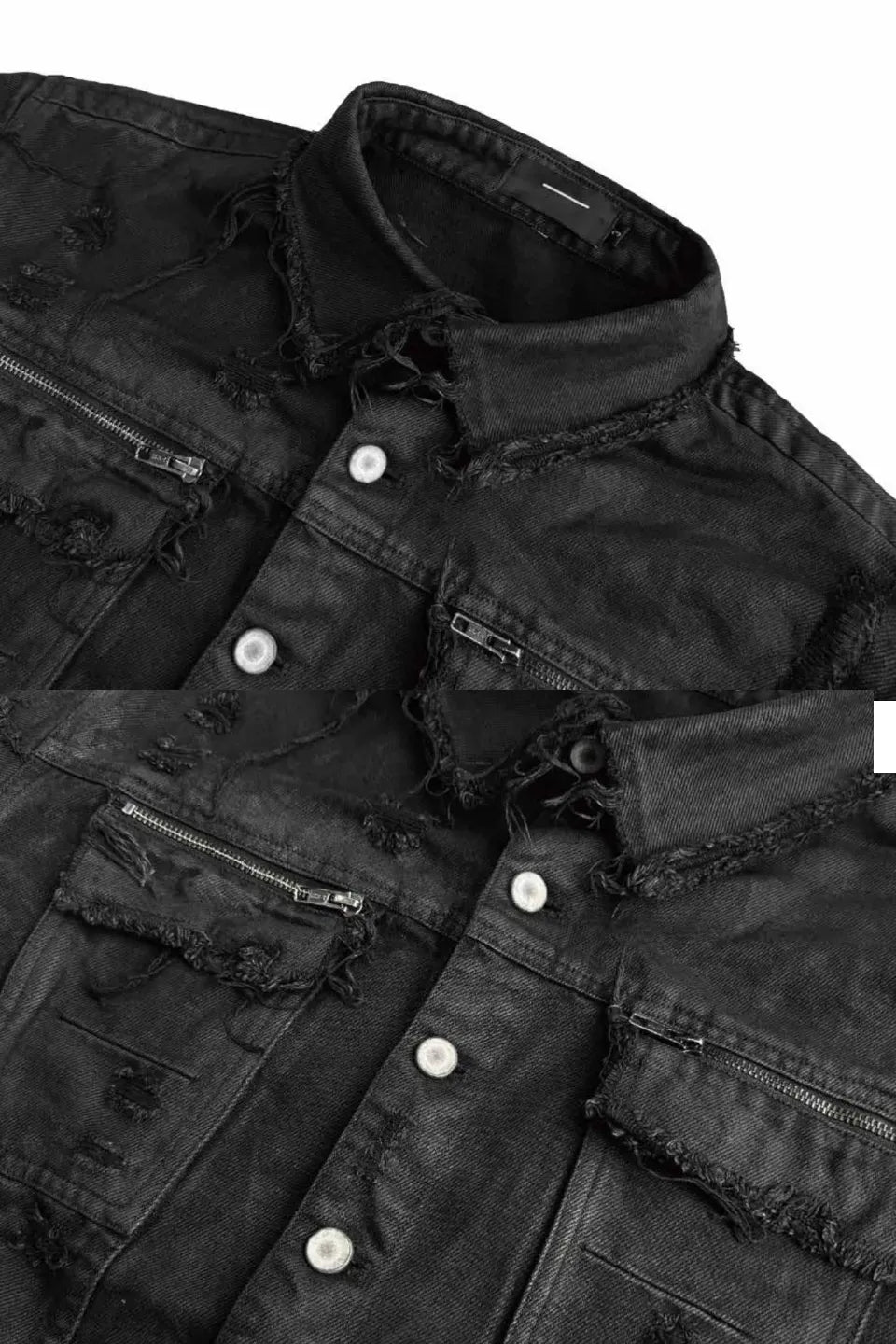 Wax Coated Destroyed Slit Denim Jacket