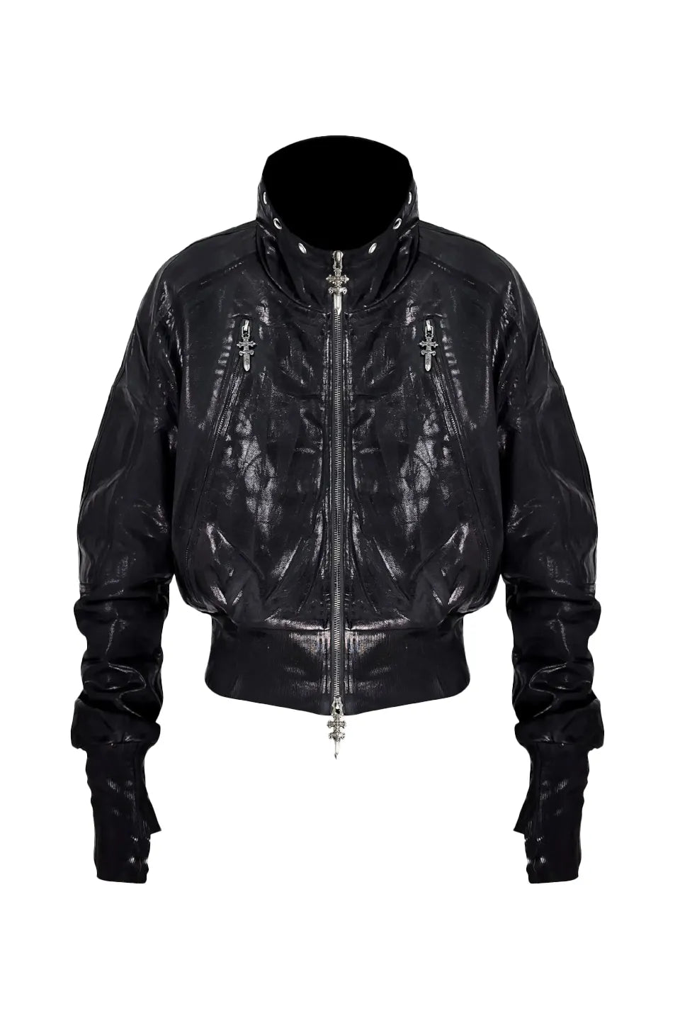 Wax Coated Leather Raglan Sleeve Jacket