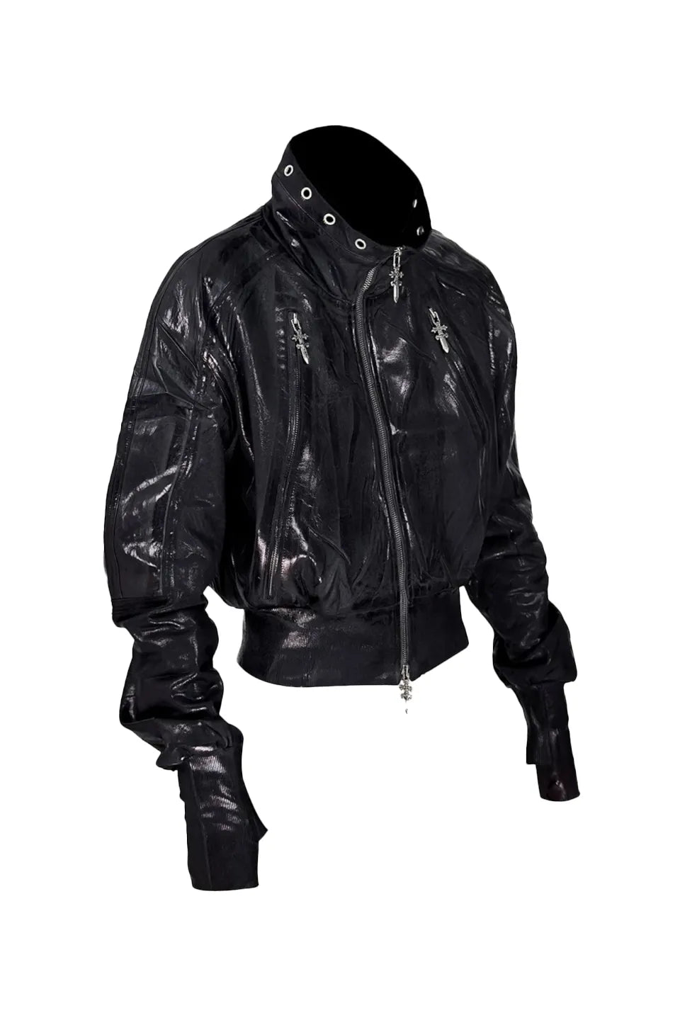 Wax Coated Leather Raglan Sleeve Jacket