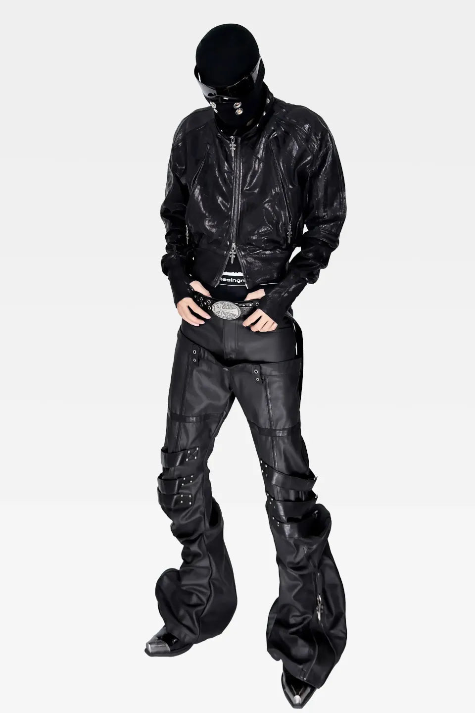 Wax Coated Leather Raglan Sleeve Jacket