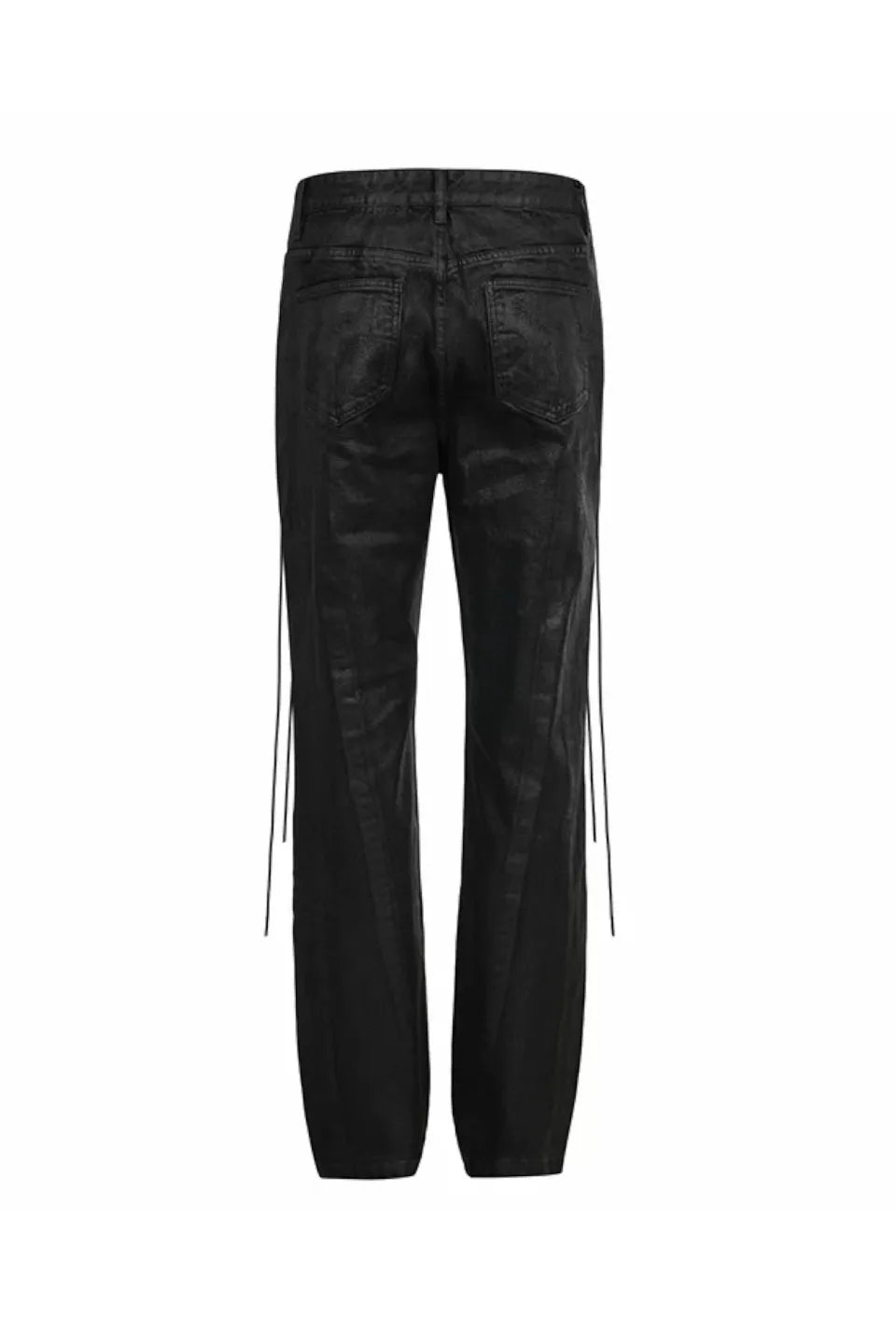Wax Coated Straight Strapped Pants