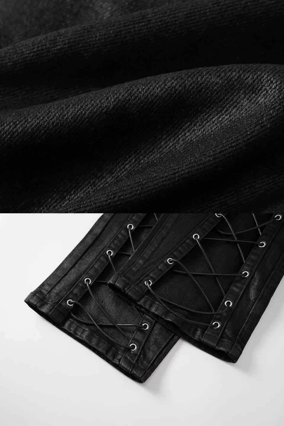 Wax Coated Straight Strapped Pants