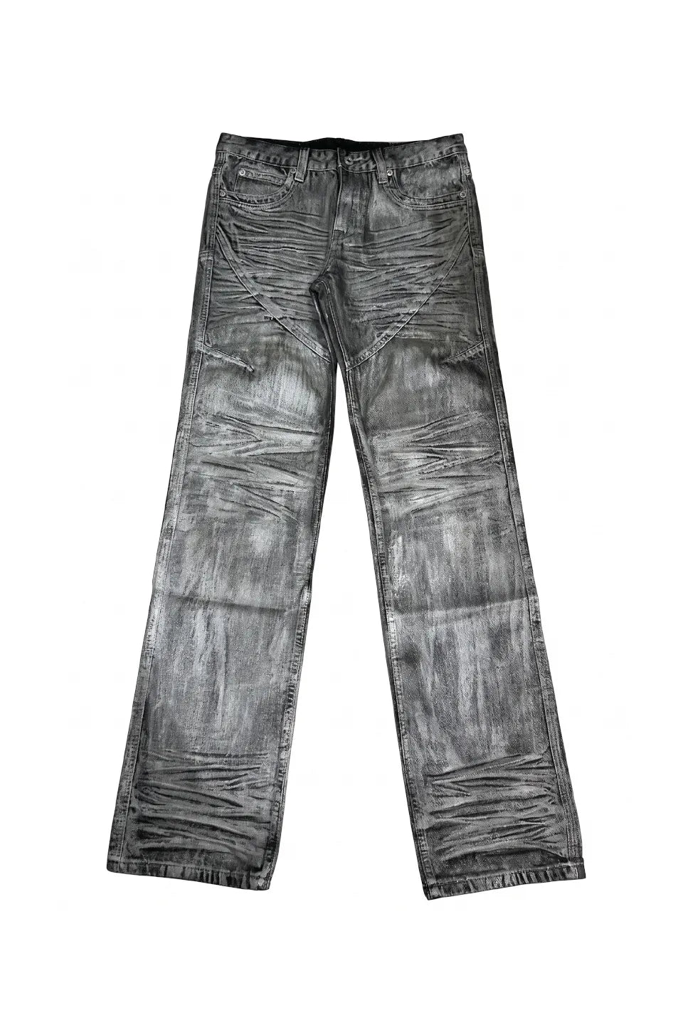 Waxed 3D Whisker Straight Jeans