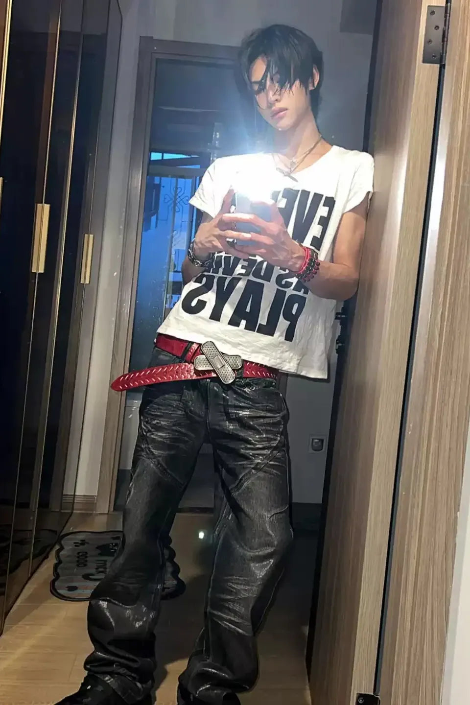 Waxed 3D Whisker Straight Jeans