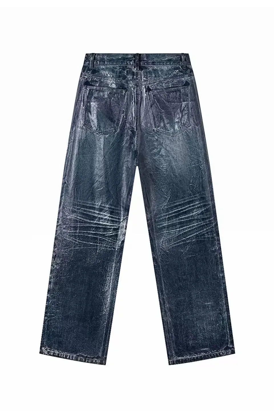 Waxed Blue Gel 3D Whisker Wide Jeans