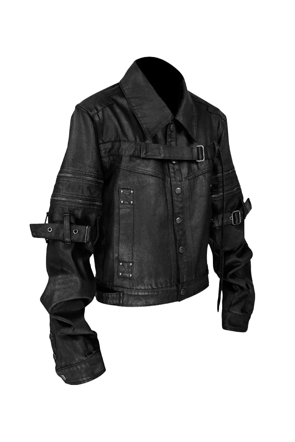 Waxed Coated Detachable Sleeve Denim Jacket