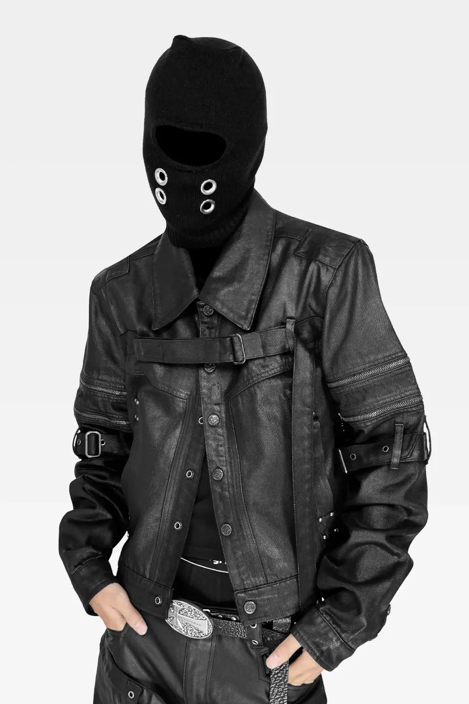 Waxed Coated Detachable Sleeve Denim Jacket