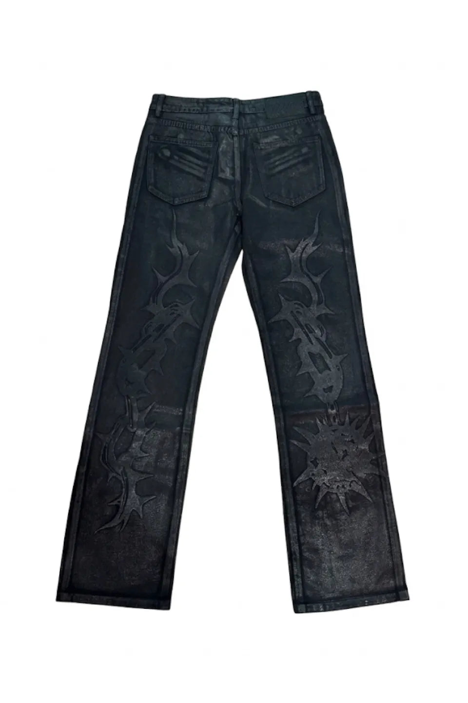 Waxed Rubber Coated Embossed Jeans