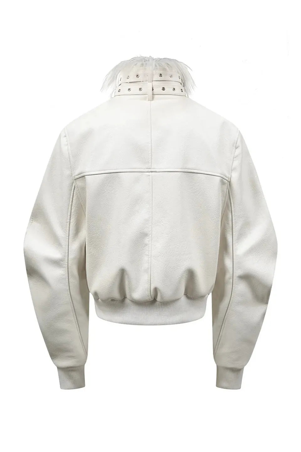 White Devil Fur Collar Leather Jacket