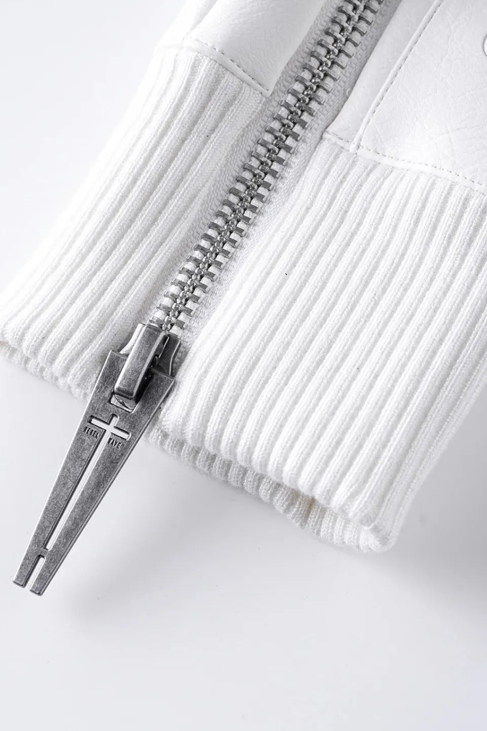 White Double Zipper Layered Gloves